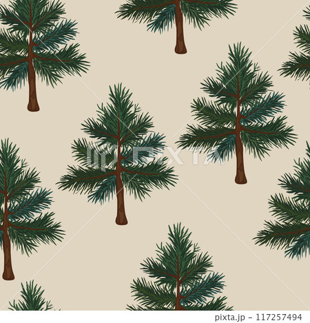 Vector seamless pattern with firs on light background Vector seamless pattern with firs on light background 117257494