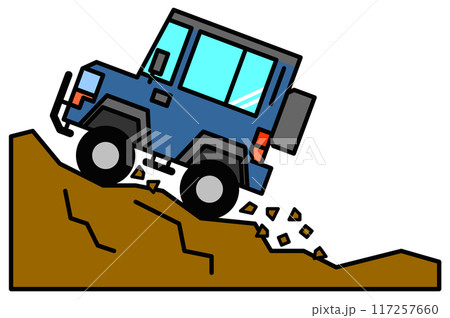 悪路を走破する四輪駆動車のイラスト 117257660