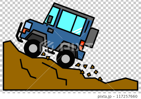 悪路を走破する四輪駆動車のイラスト 117257660