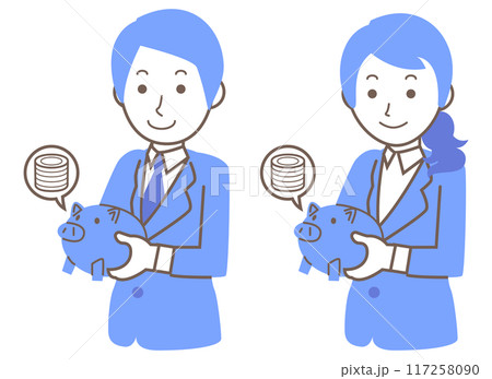 堅実に貯金をしている男女の社会人 117258090