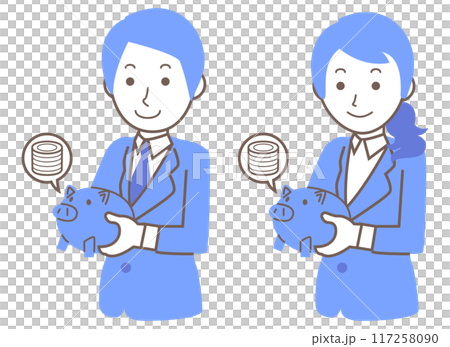 堅実に貯金をしている男女の社会人 117258090