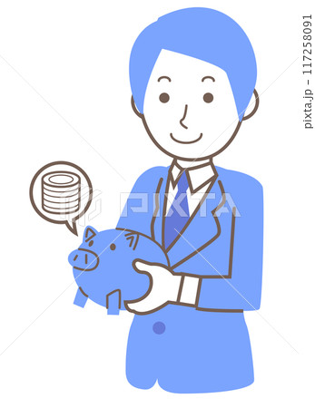 堅実に貯金をしている男性社会人 堅実に貯金をしている男性社会人 117258091