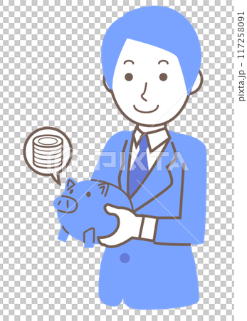 堅実に貯金をしている男性社会人 堅実に貯金をしている男性社会人 117258091