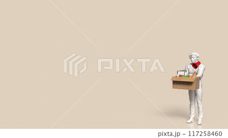 The man and equipment in paper Box for Layoff concept 3d rendering. The man and equipment in paper Box for Layoff concept 3d rendering. 117258460
