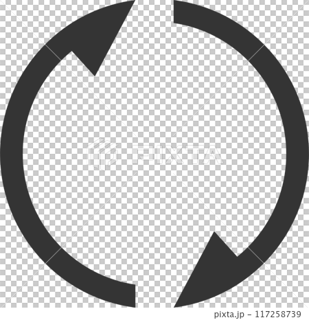 Rotating monochrome arrows vector icon Rotating monochrome arrows vector icon 117258739