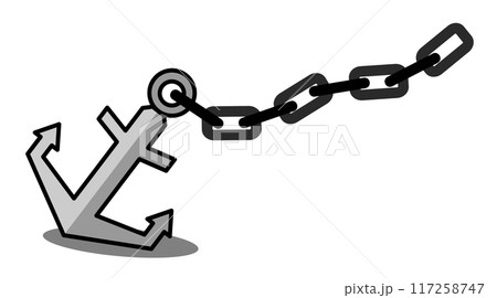 船の係留やボートを固定するアンカーのイラスト 船の係留やボートを固定するアンカーのイラスト 117258747