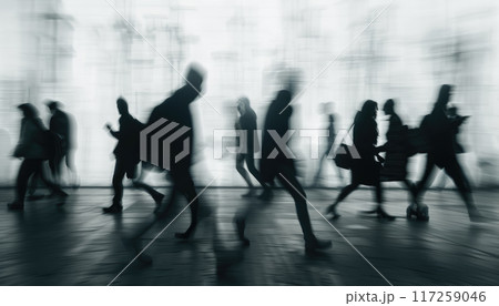 A group of people walking down a street with a blurry background by AI generated image 117259046