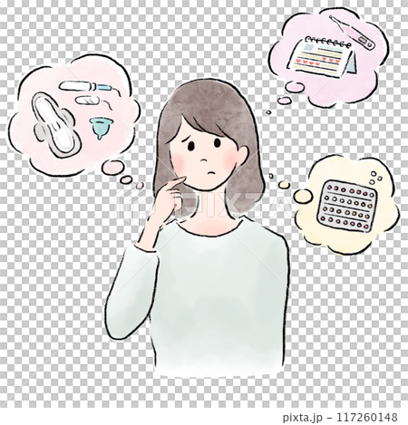 A woman worried about her period 117260148