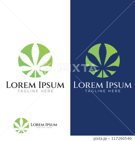 Marijuana or cannabis  leaf logo or illustration template vector design. 117260540