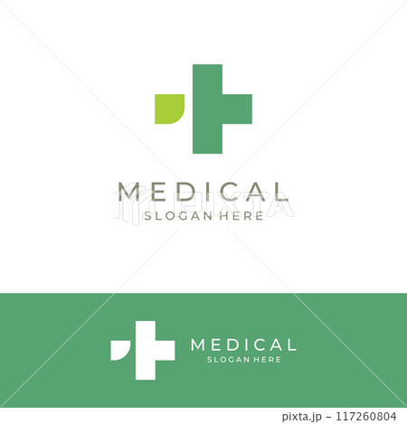 Medical sign logo using a simple and modern plus sign,logo for medical, pharmacy, pharmacy, hospital.With template vector illustration. 117260804