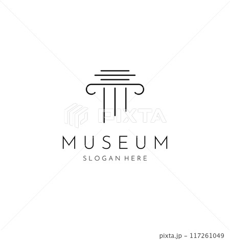 Museums, museum columns, museum lines, museum pillar logos. Museums with minimalist and modern concepts. Logos can be used for companies, museums and businesses. Museums, museum columns, museum lines, museum pillar logos. Museums with minimalist and modern concepts. Logos can be used for companies, museums and businesses. 117261049