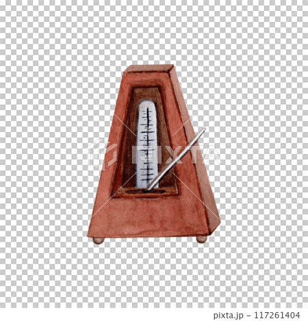 Vintage Music Metronome watercolor illustration. Hand drawn design element isolated from the background. Classical music clip art. Vintage Music Metronome watercolor illustration. Hand drawn design element isolated from the background. Classical music clip art. 117261404
