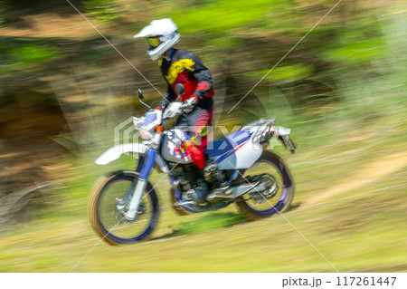 荒野を駆け巡る、二輪車(バイク オフローダー) 荒野を駆け巡る、二輪車(バイク オフローダー) 117261447