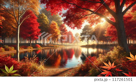 燃えるような紅葉 117261501