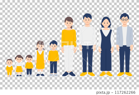 子育て世帯･家族の全身セット【人物ベクターイラスト素材】 117262266