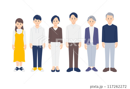 高校生・中年・シニアの全身セット【人物ベクターイラスト素材】 高校生・中年・シニアの全身セット【人物ベクターイラスト素材】 117262272
