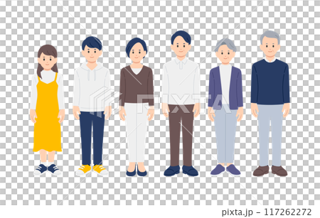 Full body set of high school students, middle-aged people, and seniors [People vector illustration material] 117262272