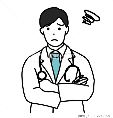 困る男性医師のイラスト 117262809