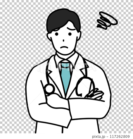 困る男性医師のイラスト 117262809