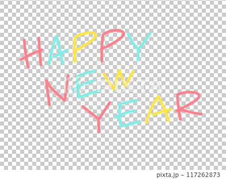 HAPPY NEW YEAR Happy New Year lettering hand-drawn style HAPPY NEW YEAR Happy New Year lettering hand-drawn style 117262873