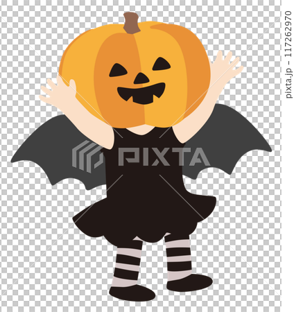 Vector illustration of kids dressed up as jack-o'-lanterns for Halloween 117262970
