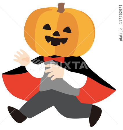 ハロウィンでジャック・オー・ランタンの仮装をする子どものベクターイラスト ハロウィンでジャック・オー・ランタンの仮装をする子どものベクターイラスト 117262971