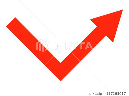 V字型回復のシンプルな赤い矢印 117263017