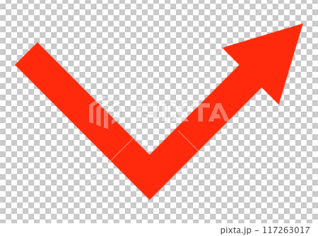 V字型回復のシンプルな赤い矢印 117263017