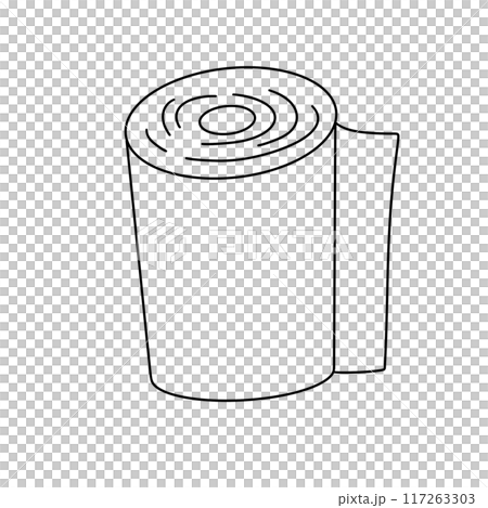 A roll of toilet paper is shown in a white background A roll of toilet paper is shown in a white background 117263303
