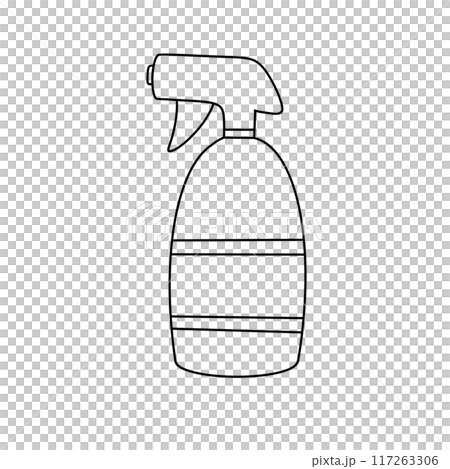 A spray bottle with a white label A spray bottle with a white label 117263306