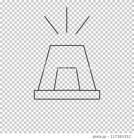 A white and black drawing of a fire alarm 117263352