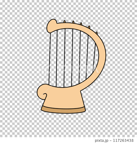 A cartoon drawing of a musical instrument with a curved neck A cartoon drawing of a musical instrument with a curved neck 117263438