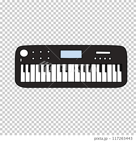 A black keyboard with a blue screen A black keyboard with a blue screen 117263443