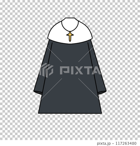 A nun's outfit is drawn in black and white A nun's outfit is drawn in black and white 117263480