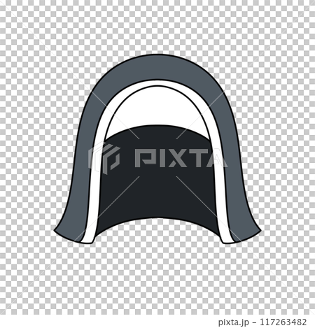 A cartoon drawing of a tent with a black and gray color scheme A cartoon drawing of a tent with a black and gray color scheme 117263482