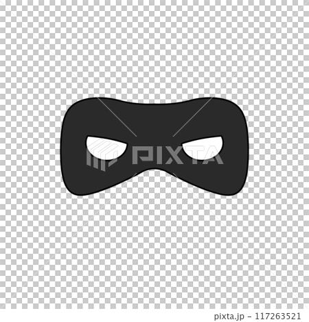 A black mask with two eyes and a frowning mouth 117263521