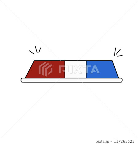 A red, white, and blue traffic light with a blue stripe 117263523