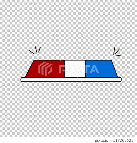 A red, white, and blue traffic light with a blue stripe 117263523