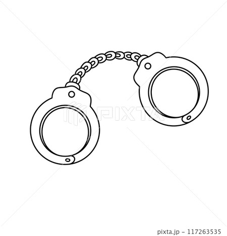 Two handcuffs are chained together 117263535