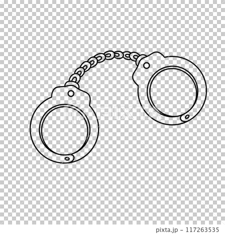 Two handcuffs are chained together 117263535