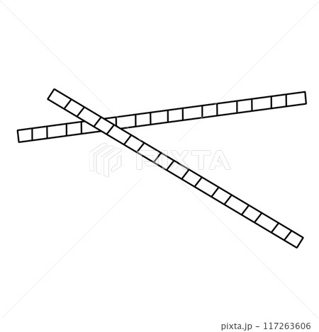 Two long, thin, black and white strips of cardboard with a white background Two long, thin, black and white strips of cardboard with a white background 117263606