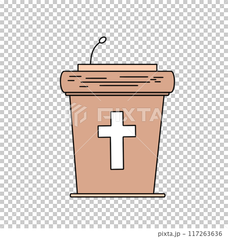 A wooden podium with a cross on it A wooden podium with a cross on it 117263636