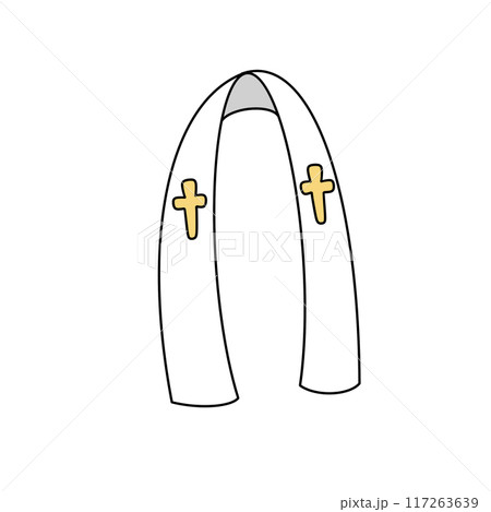 A white scarf with two crosses on it A white scarf with two crosses on it 117263639