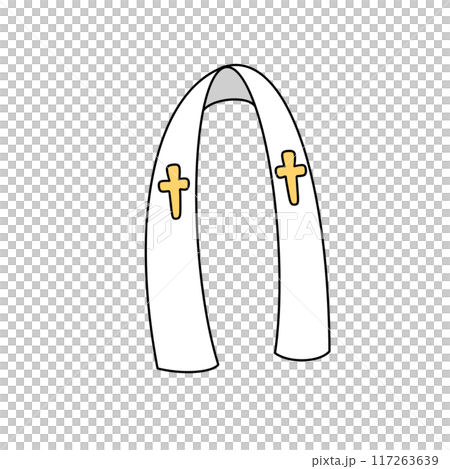 A white scarf with two crosses on it A white scarf with two crosses on it 117263639