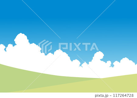 夏の青空と草原のイラスト 夏の青空と草原のイラスト 117264728