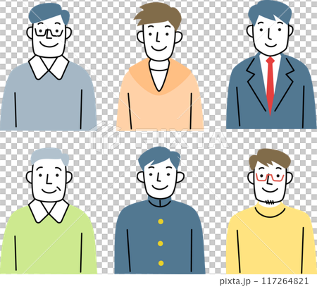 いろいろな年代の男性の上半身セット 117264821