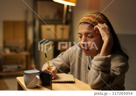 Relaxing Evening Writing in a Cozy Home Setting Relaxing Evening Writing in a Cozy Home Setting 117265054