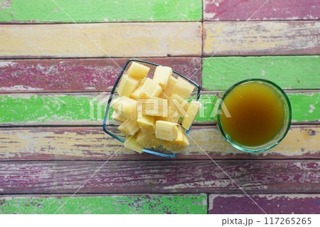 Sugarcane juice on a table Sugarcane juice on a table 117265265