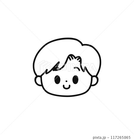 シンプル男の子・顔アイコン・線画 117265865