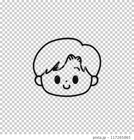 シンプル男の子・顔アイコン・線画 117265865
